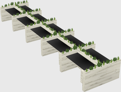 Rectangular shared desk