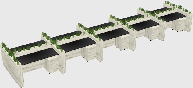 Rectangular shared desk
