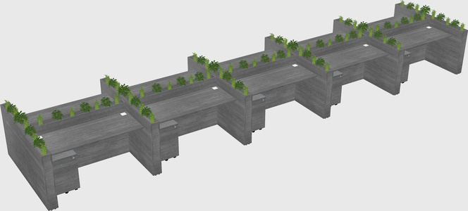Rectangular shared desk