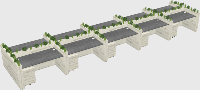 Rectangular shared desk