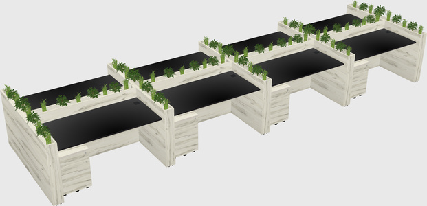 Rectangular shared desk