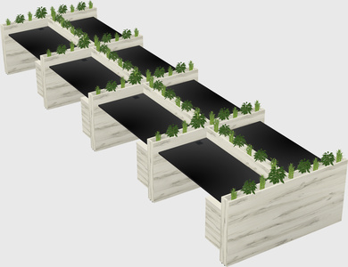 Rectangular shared desk