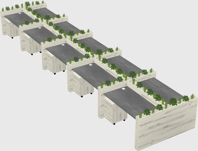 Rectangular shared desk