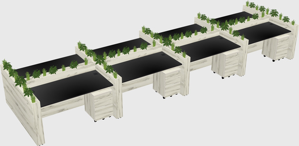 Rectangular shared desk