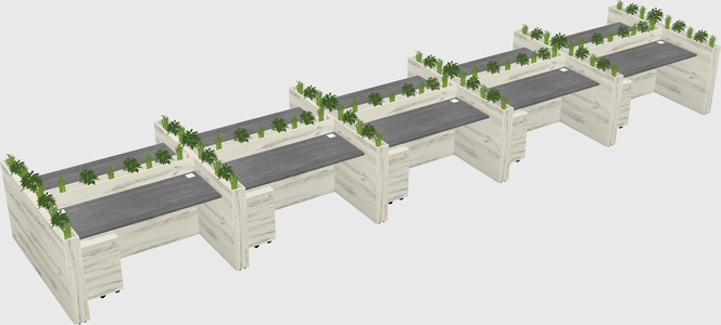Rectangular shared desk