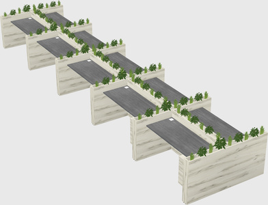 Rectangular shared desk