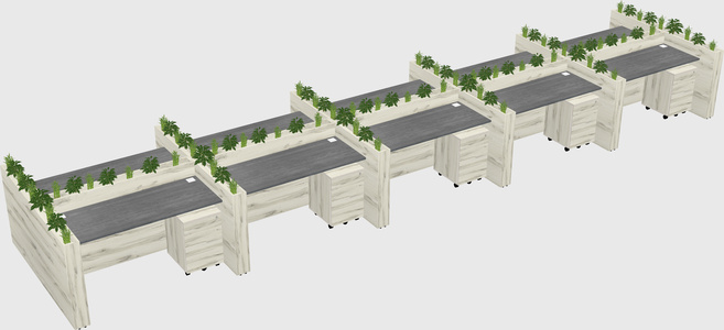 Rectangular shared desk