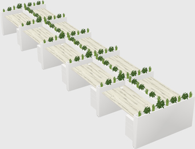 Rectangular shared desk