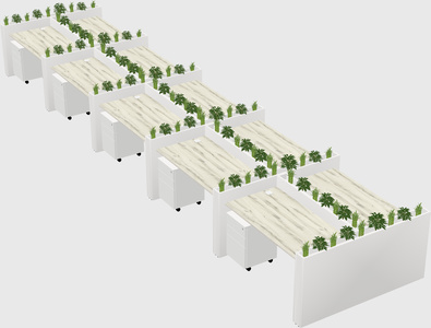 Rectangular shared desk