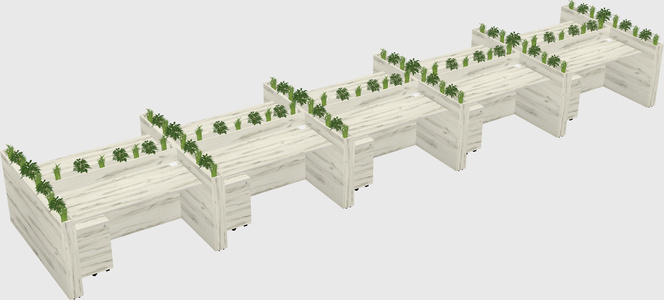 Rectangular shared desk