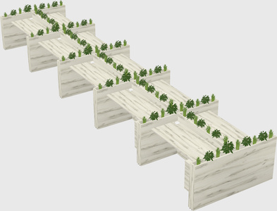 Rectangular shared desk
