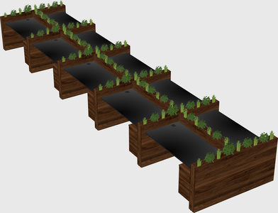 Rectangular shared desk