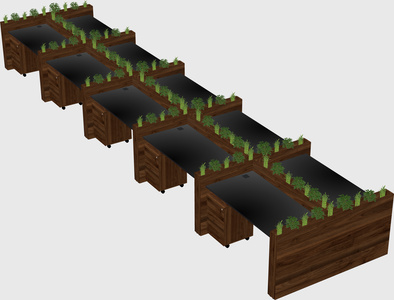 Rectangular shared desk