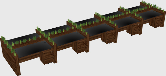 Rectangular shared desk