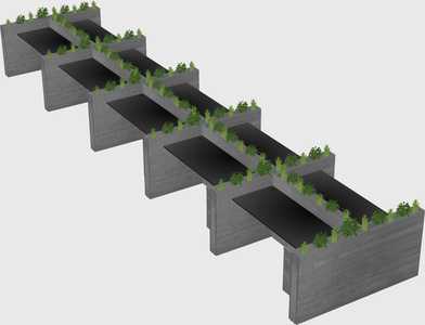Rectangular shared desk