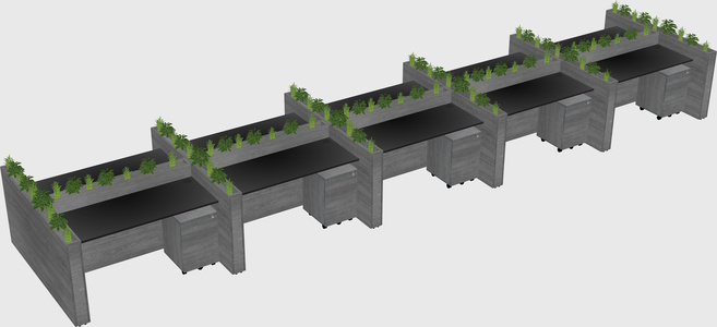 Rectangular shared desk