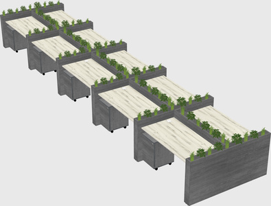 Rectangular shared desk