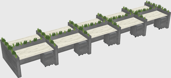 Rectangular shared desk