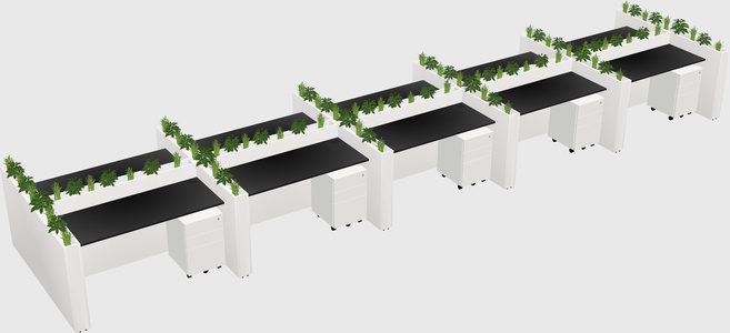 Rectangular shared desk