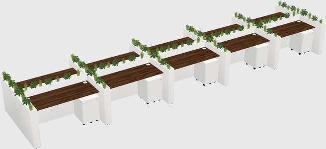 Rectangular shared desk