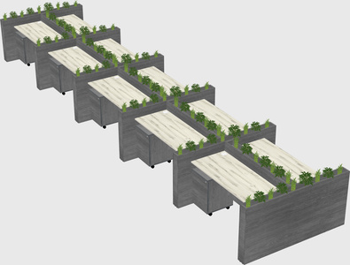 Rectangular shared desk