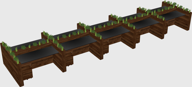 Rectangular shared desk