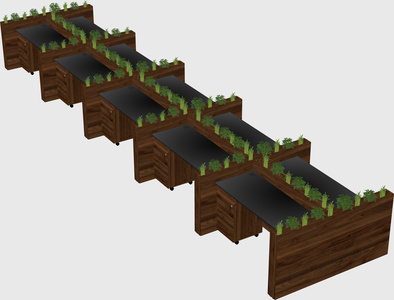 Rectangular shared desk