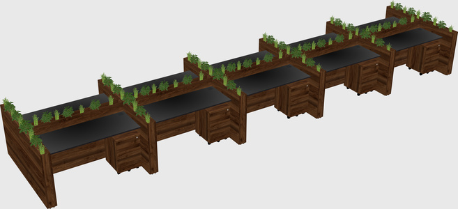 Rectangular shared desk