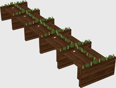 Rectangular shared desk