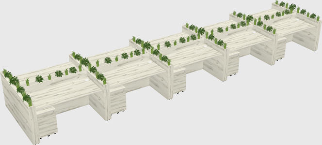 Rectangular shared desk