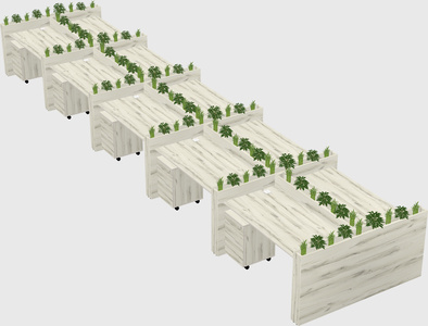 Rectangular shared desk