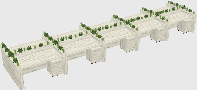 Rectangular shared desk