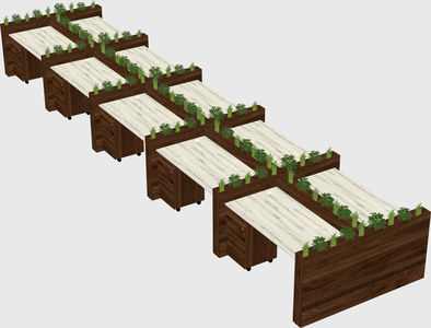 Rectangular shared desk