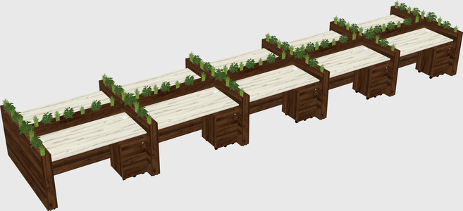 Rectangular shared desk