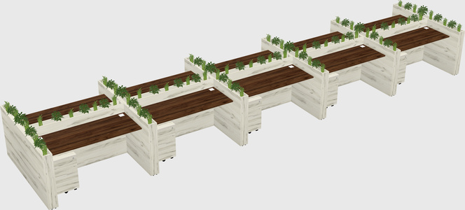Rectangular shared desk