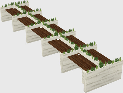 Rectangular shared desk