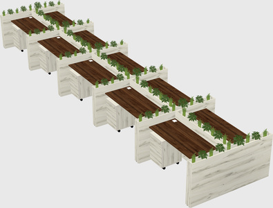 Rectangular shared desk