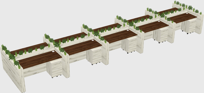Rectangular shared desk