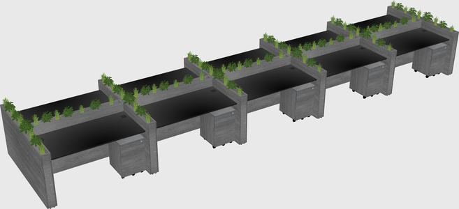 Rectangular shared desk