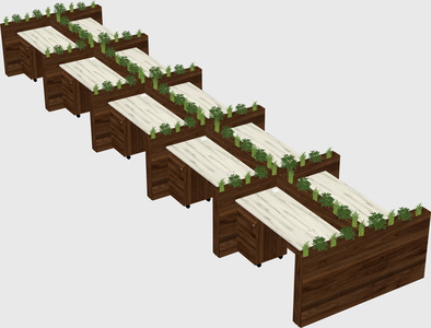 Rectangular shared desk