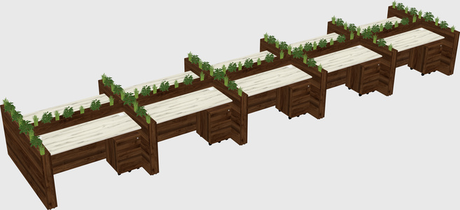 Rectangular shared desk