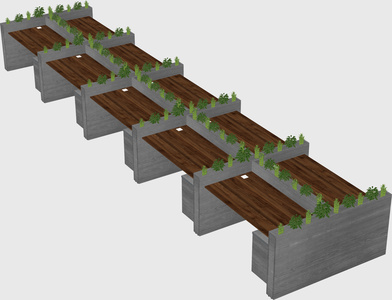 Rectangular shared desk