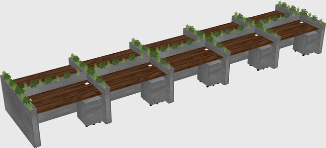 Rectangular shared desk