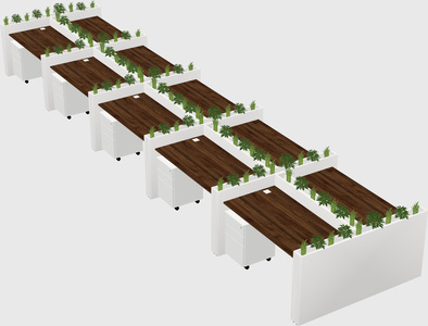Rectangular shared desk