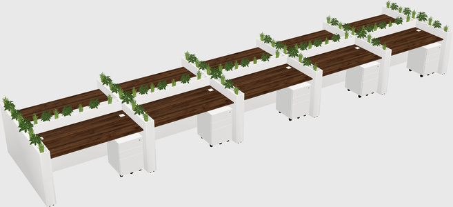 Rectangular shared desk