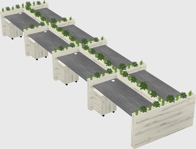 Rectangular shared desk