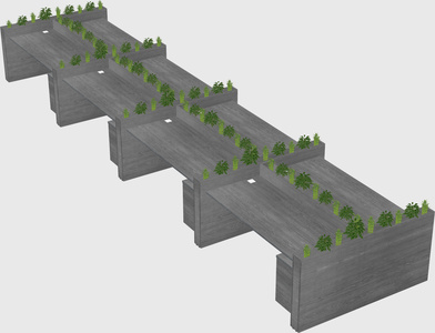 Rectangular shared desk