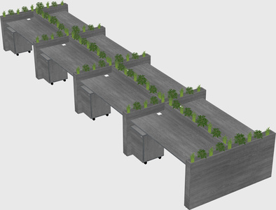 Rectangular shared desk