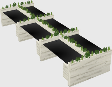 Rectangular shared desk