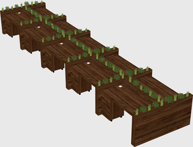 Rectangular shared desk